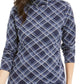 Karen Scott Blusa feminina xadrez gola alta azul-marinho tamanho XX-G