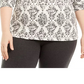 Blusa feminina Karen Scott com estampa de gola falsa, cinza médio, tamanho 3X