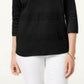 Karen Scott Blusa Feminina Listrada com Decote Quadrado e Renda, Preta, Tamanho P