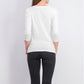 Karen Scott Blusa Feminina Listrada com Gola Quadrada e Renda, Branca, Tamanho XG