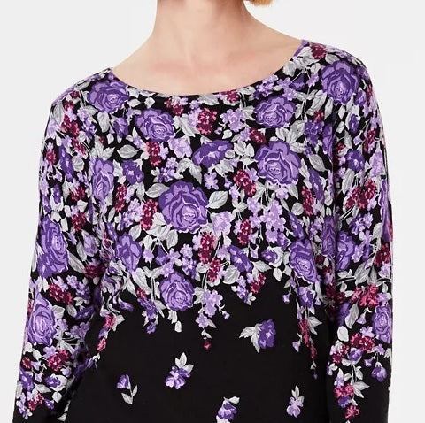 Karen Scott Suéter Feminino Estampado Floral Preto Tamanho Médio