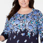 Karen Scott Suéter feminino plus size com estampa floral azul-marinho tamanho 1X