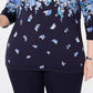 Karen Scott Suéter feminino plus size com estampa floral azul-marinho tamanho 1X