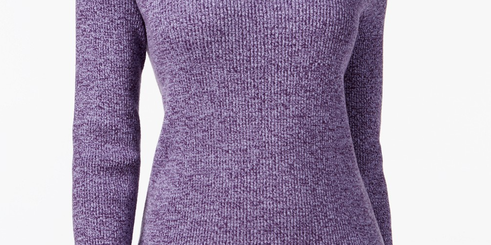 Karen Scott Feminino Petite Malha Canelada Algodão Gola Alta Roxo Tamanho Petite Pequeno