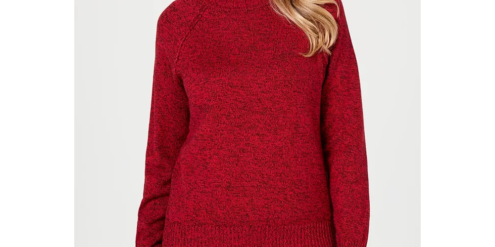 Karen Scott Suéter Feminino de Algodão com Gola Alta Marrom Tamanho Pequeno Médio