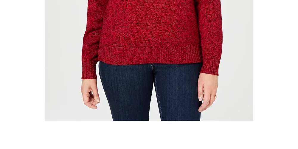 Karen Scott Suéter Feminino de Algodão com Gola Alta Marrom Tamanho Pequeno Médio