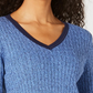Karen Scott Suéter Teresa Cotton Colorblocked Feminino Azul Brilhante Tamanho P