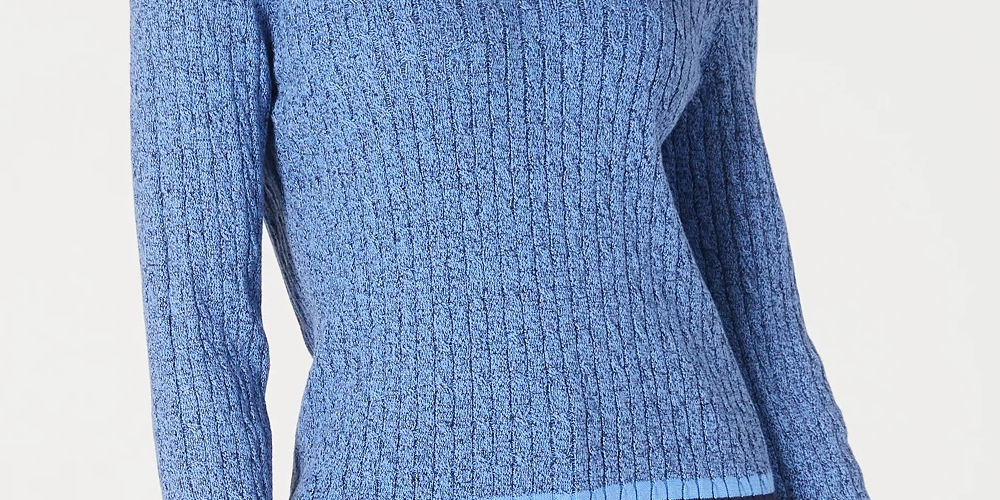 Karen Scott Suéter Teresa Cotton Colorblocked Feminino Azul Brilhante Tamanho P