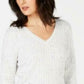 Karen Scott Suéter Feminino de Tricô com Decote em V, Tamanho Natural, Extra Grande