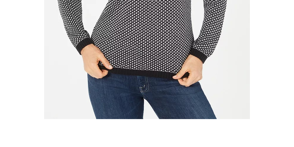 Karen Scott Suéter Feminino de Algodão com Gola Alta Preto Tamanho Médio