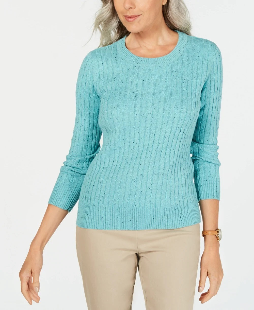 Karen Scott Suéter Feminino de Tricô com Cabo Azul-petróleo, Tamanho X-G