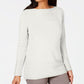 Karen Scott Suéter feminino de algodão com gola canoa, branco, tamanho GG