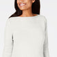 Karen Scott Suéter feminino de algodão com gola canoa, branco, tamanho GG