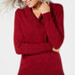Karen Scott Suéter Feminino de Algodão Marmorizado com Gola Xale Vermelho Brilhante Tamanho Extra Pequeno