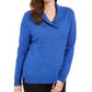 Karen Scott Suéter Feminino Plus Size Algodão Marmorizado Gola Xale Azul Tamanho 2X