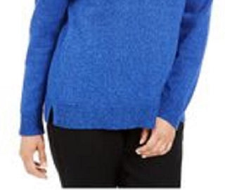 Karen Scott Suéter Feminino Plus Size Algodão Marmorizado Gola Xale Azul Tamanho 2X