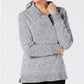 Karen Scott Suéter Feminino Plus Size de Algodão Marmorizado com Gola Xale Cinza Tamanho 1X