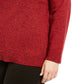 Karen Scott Suéter feminino plus size de algodão mesclado com gola xale, vermelho brilhante, tamanho 3X