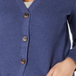 Karen Scott Cardigan Feminino com Botões Frontais e Pontos Mistos, Azul Marinho, Tamanho X-G