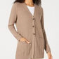 Karen Scott Cardigan Feminino com Botões Frontais e Pontos Mistos Marrom Tamanho X-G