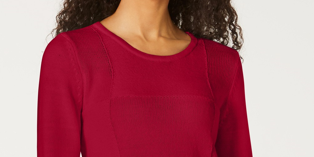 Karen Scott Suéter Feminino Patchwork Stitch Vermelho Tamanho XS