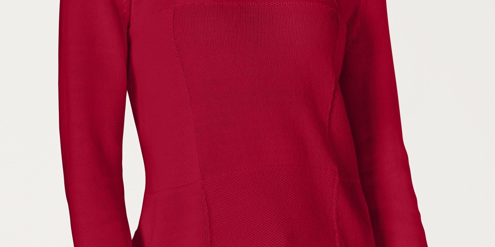 Karen Scott Suéter Feminino Patchwork Stitch Vermelho Tamanho XS