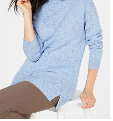 Karen Scott Suéter Feminino Gola Mock Shimmer Azul Marinho Tamanho Médio