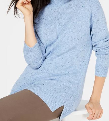 Karen Scott Suéter Feminino Gola Careca com Brilho Azul Marinho Tamanho P