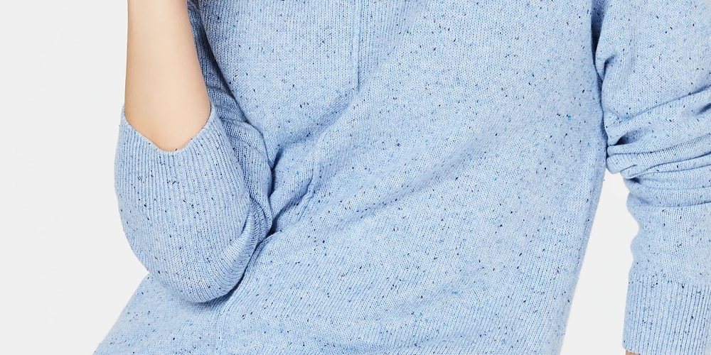 Karen Scott Suéter Feminino Gola Careca com Brilho Azul Marinho Tamanho P