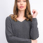 Karen Scott Suéter Feminino de Algodão com Ponto Misto, Cinza Escuro, Tamanho XS