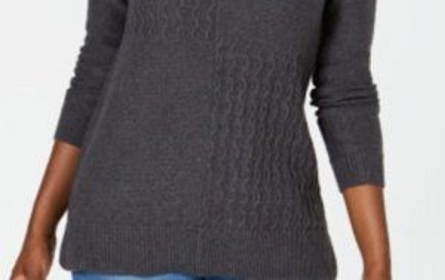 Karen Scott Suéter Feminino de Algodão com Ponto Misto, Cinza Escuro, Tamanho XXG