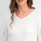Suéter feminino Karen Scott de algodão com pontos mistos, branco, tamanho médio