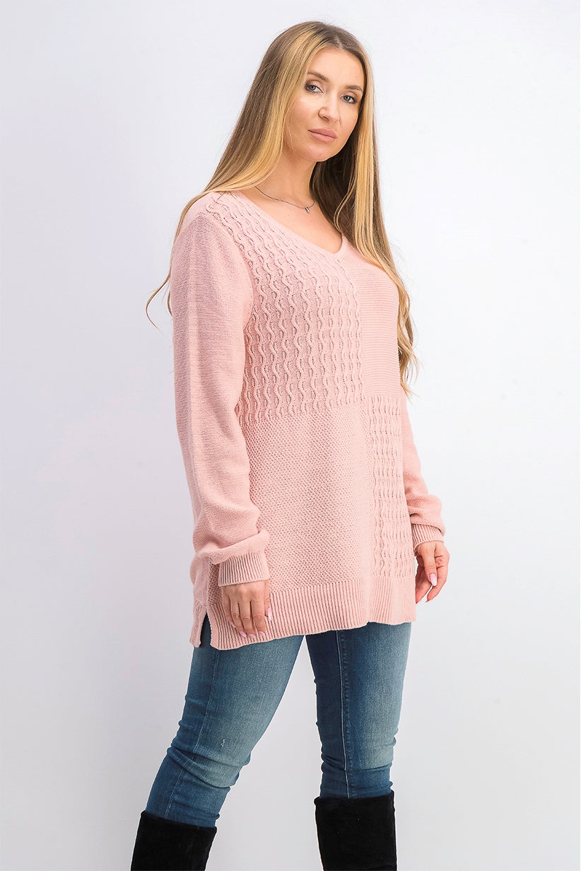 Suéter feminino Karen Scott de algodão com pontos mistos, rosa, tamanho XX-G