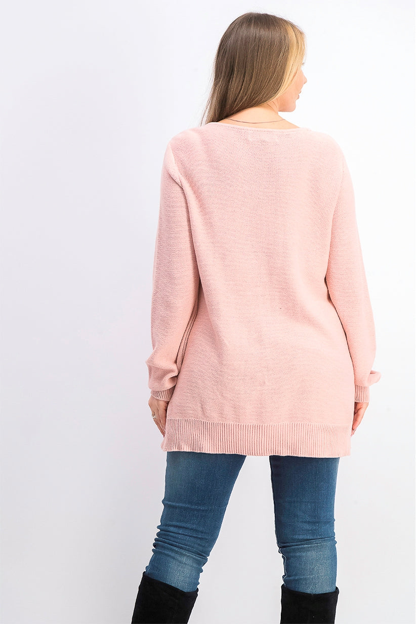 Suéter feminino Karen Scott de algodão com pontos mistos, rosa, tamanho XX-G