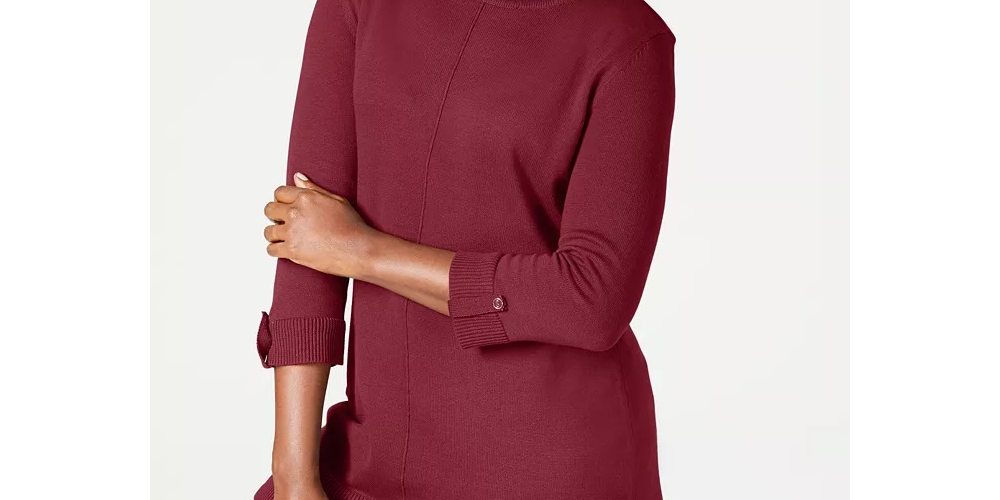 Karen Scott Suéter Feminino de Algodão Vermelho Tamanho Grande