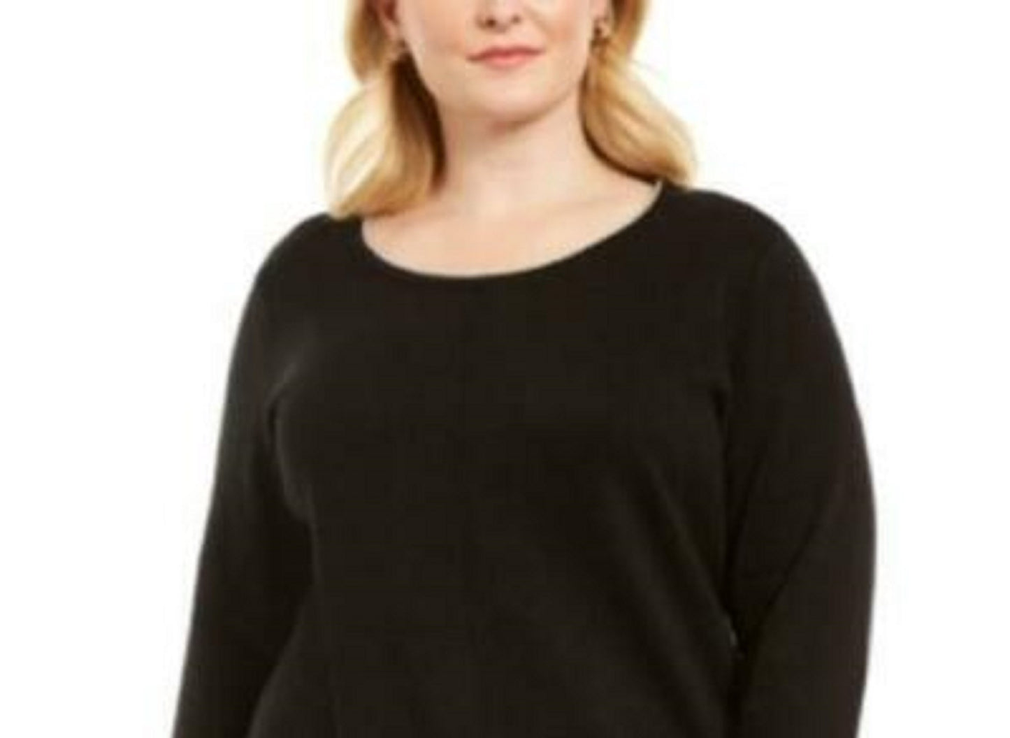 Karen Scott Suéter feminino plus size de algodão com gola alta, preto, tamanho 2X