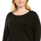 Karen Scott Suéter feminino plus size de algodão com gola alta, preto, tamanho 2X