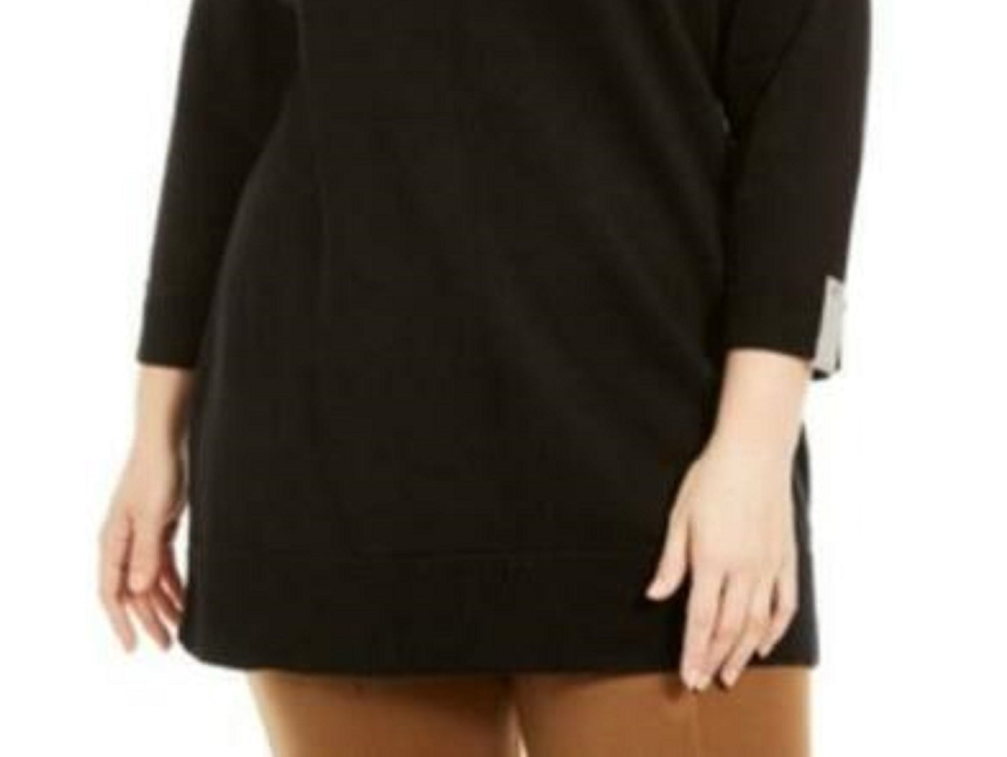 Karen Scott Suéter feminino plus size de algodão com gola alta, preto, tamanho 2X