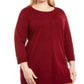 Karen Scott Suéter feminino plus size de algodão com gola alta, vermelho, tamanho 1X