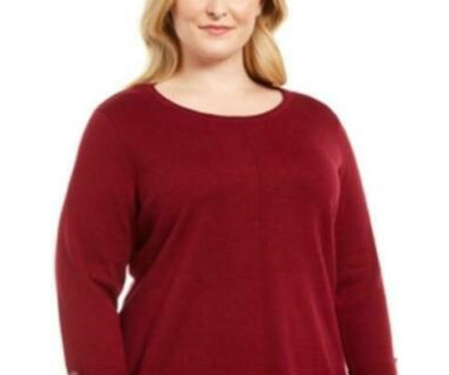 Karen Scott Suéter feminino plus size de algodão com gola alta, vermelho, tamanho 1X