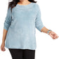 Karen Scott Suéter Feminino Plus Size Gola Canoa Chenille Azul Tamanho 3X