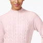 Karen Scott Suéter Feminino Petite Cable-Knit Rosa Tamanho Médio