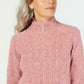 Karen Scott Suéter Feminino Petite Gola Alta em Tricô com Cabo Rosa Tamanho P