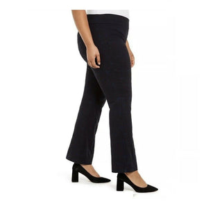 Calça xadrez Alfani feminina, azul marinho, tamanho 24W