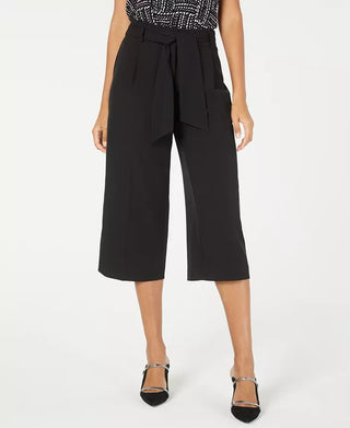 Calças culotte femininas Alfani com cinto, pretas, tamanho 2, pequena
