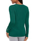 Suéter feminino JM Collection com gola redonda e punhos abotoados, verde escuro, tamanho grande
