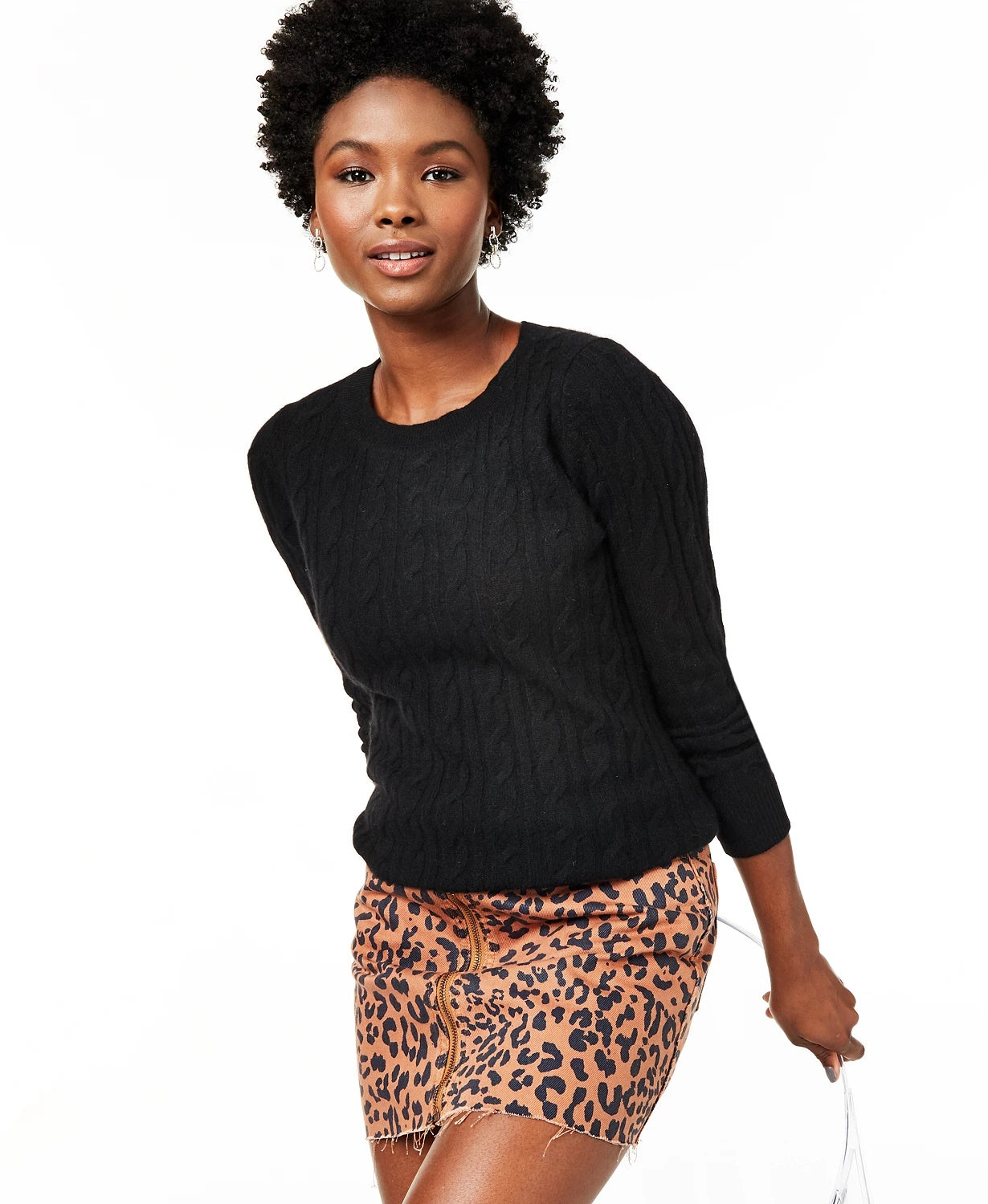 Suéter de cashmere tricotado feminino Charter Club, tamanhos preto, tamanho X-S