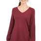 Suéter túnica feminino estilo &amp; co com manga bispo, vermelho, tamanho extrapequeno