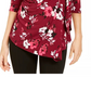 Top Alfani Feminino Petite Estampado com Amarração Lateral Vermelho Tamanho Petite