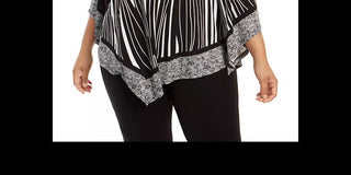Blusa feminina Alfani plus size com bainha em V, preta, tamanho 3X